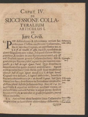 Caput IV. De Successione Collateralium