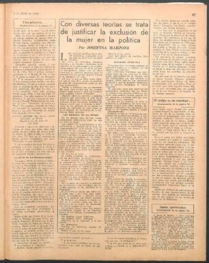 Con diversas teorías se trata de justificar la exclusión de la mujer en la política