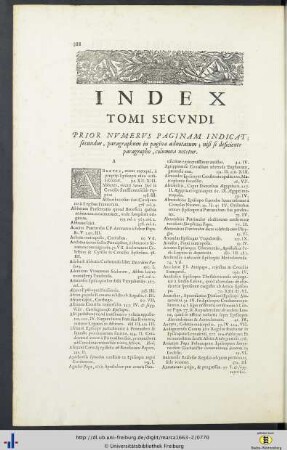 Index Tomi secundi.