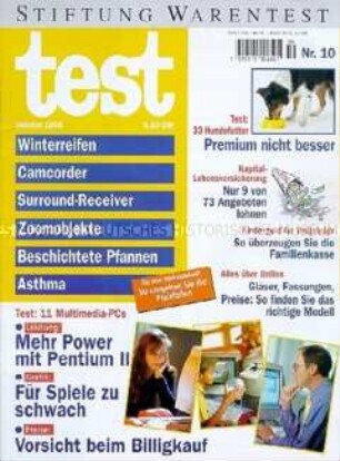 "test", Monatszeitschrift der Stiftung Warentest (Zeitungskiosk 1998)