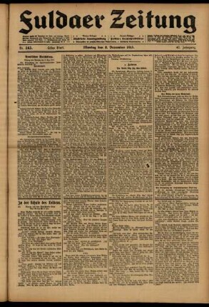 Erste Ausgabe vom Montag, den 08. Dezember 1913.