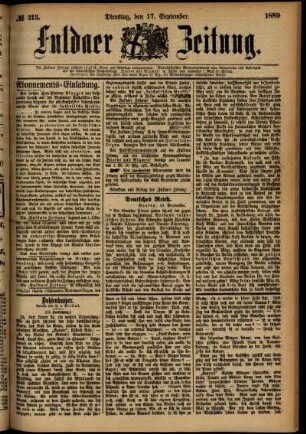 Ausgabe vom Dienstag, den 17. September 1889.