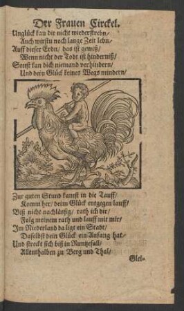 [Das Kind auffm Hahnen.]