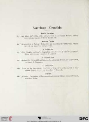 Nachtrag - Gemälde (Nr. 951-956)