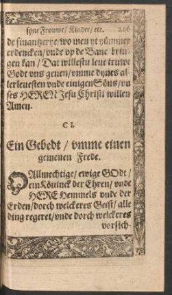 Ein Gebedt/ umme einen gemenen Frede.