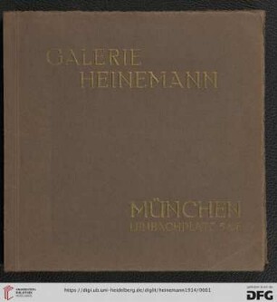 Galerie Heinemann, München : permanente Ausstellung von Werken erstklassiger deutscher, französischer, altenglischer und altspanischer Meister