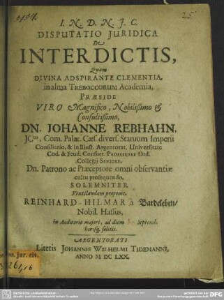 Disputatio Juridica De Interdictis