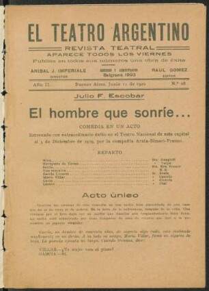1920002800: El hombre que sonríe ... : comedia en un acto