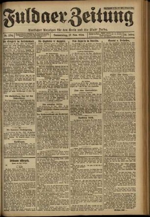 Erste Ausgabe vom Donnerstag, den 27. November 1924.