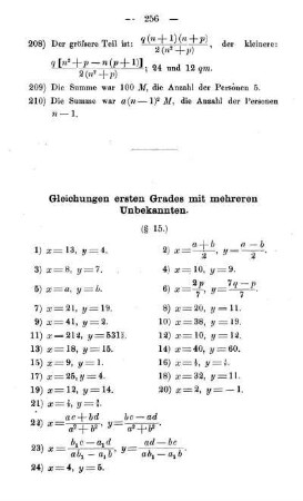 Gleichungen ersten Grades mit mehreren Unbekannten. (§ 15)