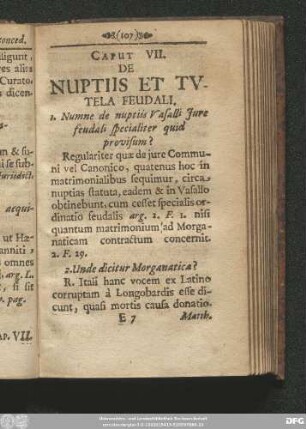 Caput VII. De Nuptiis Et Tutela Feudali.