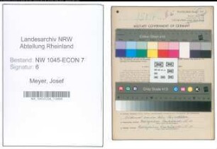 Entnazifizierung Josef Meyer , geb. 28.01.1907 (Schreiner)