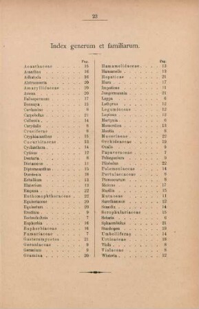 Index generum et familiarum