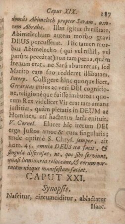 Caput XXI. Synopsis. Nascitur, circumcititur, ablactatur Isaac.