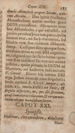 Caput XXI. Synopsis. Nascitur, circumcititur, ablactatur Isaac.