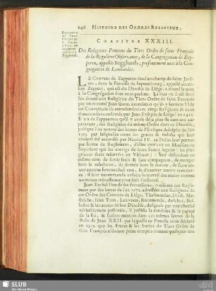 Chapitre XXXIII. De Religieux Penitens du Tiers Ordre de saint François de la Reguliere Observance, de la Congregation de Zepperen, appellés Begghards, presentement unis à la Congregation de Lombardie