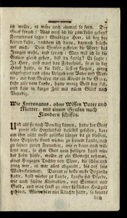 Wie Fortunatus, ohne Wissen Vater und Mutter .... nach Flandern schiffte.
