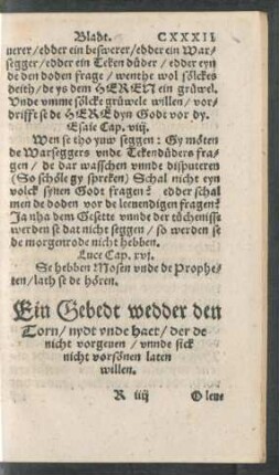 Ein Gebedt wedder den Torn/ nydt unde haet ...