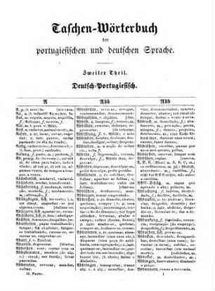 Diccionario portatil das linguas portugueza e alleman, 2. Deutsch-Portugiesisch