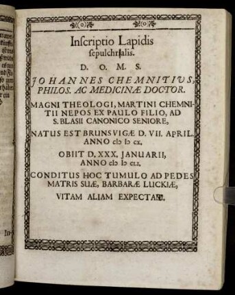 Inscriptio Lapidis [...]