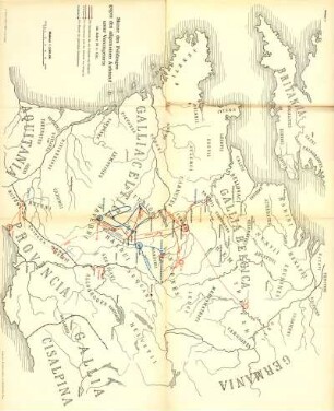 Skizze des Feldzuges gegen den allgemeinen Aufstand unter Vercingetorix im Jahre 52 v. Chr.