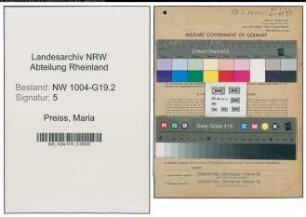 Entnazifizierung Maria Preiss , geb. 03.03.1905 (Buchhalterin)