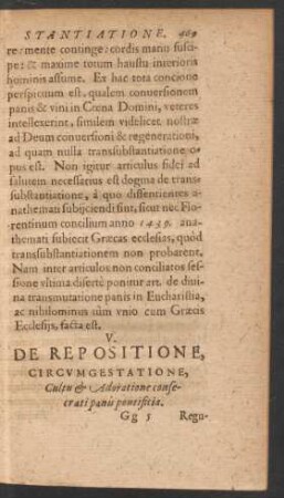 V. De Repositione, Circumgestatione, Cultu et Adoratione consecrati panis pontificia.