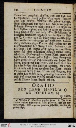 Oratio pro lege manilia a) ad populum b) quanquam