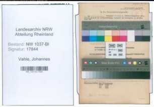 Entnazifizierung Johannes Vahle , geb. 25.02.1891 (Reg.Rat)