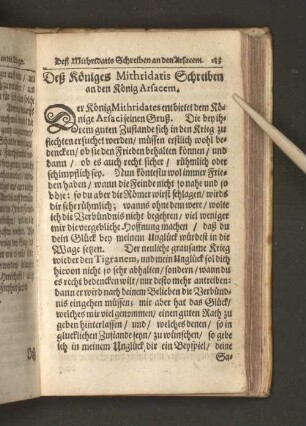 Des Königes Mithridatis Schreiben an den König Arfacem.