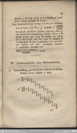 IV. Continuirliche oder Kettenbrüche
