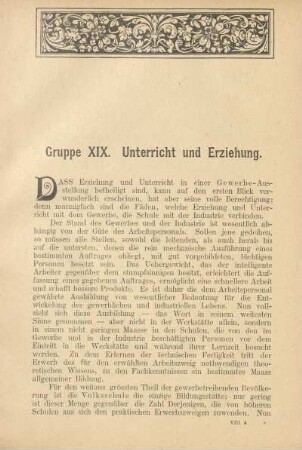 Gruppe XIX. Unterricht und Erziehung
