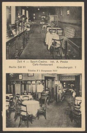Ansichtskarte „Sport-Casino”, Kreuzbergstraße 7
