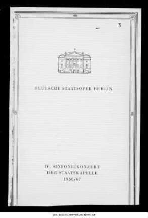Deutsche Staatsoper Berlin IV. Sinfoniekonzert der Staatskapelle 1966/67