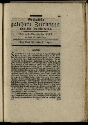 Acht und Dreissigstes Stück, den 21ten September 1793.