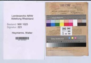 Entnazifizierung Walter Heymanns , geb. 31.01.1896 (Maschinenmeister)
