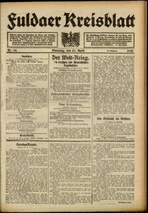 Ausgabe vom Dienstag, den 23. April 1918.