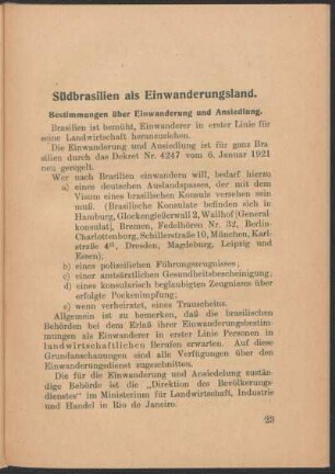 Südbrasilien als Einwanderungsland.