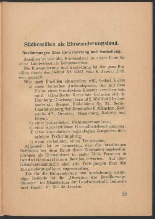 Südbrasilien als Einwanderungsland.