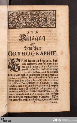 Eingang Zur Teutschen ORTHOGRAPHIE.
