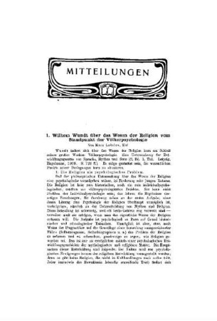 Wilhelm Wundt über das Wesen der Religion vom Standpunkt der Völkerpsychologie