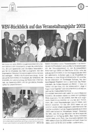 WBV-Rückblick auf das Veranstaltungsjahr 2002