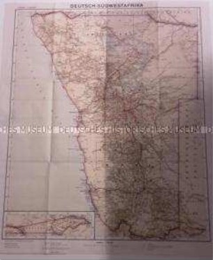 Geografische Karte der deutschen Kolonie Deutsch-Südwestafrika