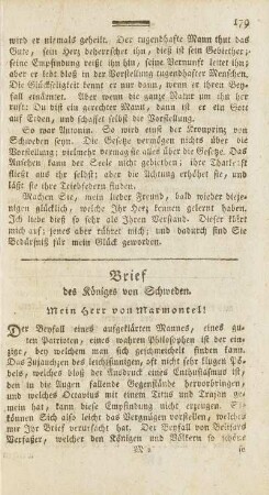 Brief des Königes von Schweden.