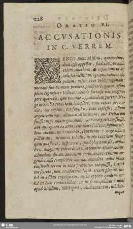 Oratio VI. Accusationis In C. Verrem