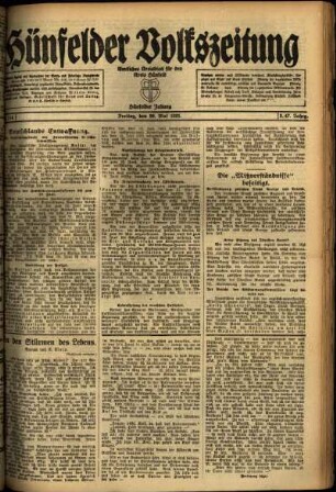 Ausgabe vom Freitag, den 20. Mai 1921.