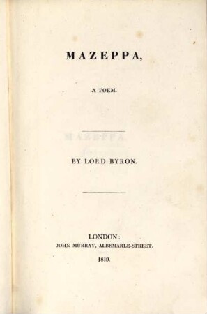 Mazeppa : a poem