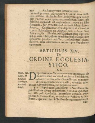 Articulus XIV. De Ordine Ecclesiastico.