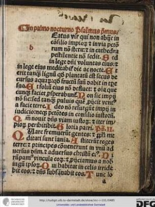 In primo nocturno psalmus primus