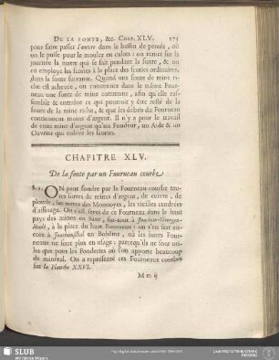 Chapitre XLV. De la fonte par un Fourneau courbe